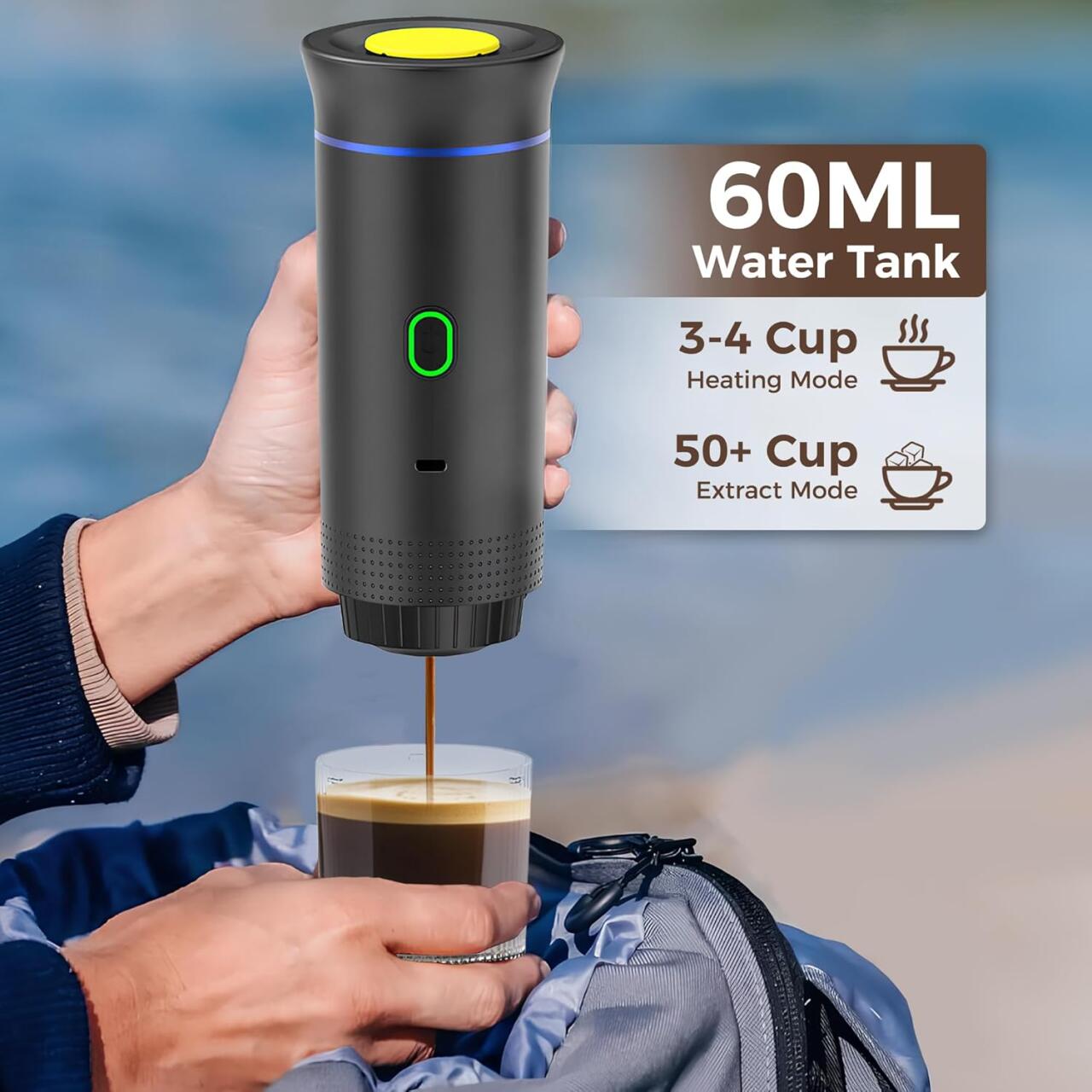 Cafeteira Portátil 3 em 1 – Máquina de Café Espresso Compacta e Recarregavel para Cápsulas