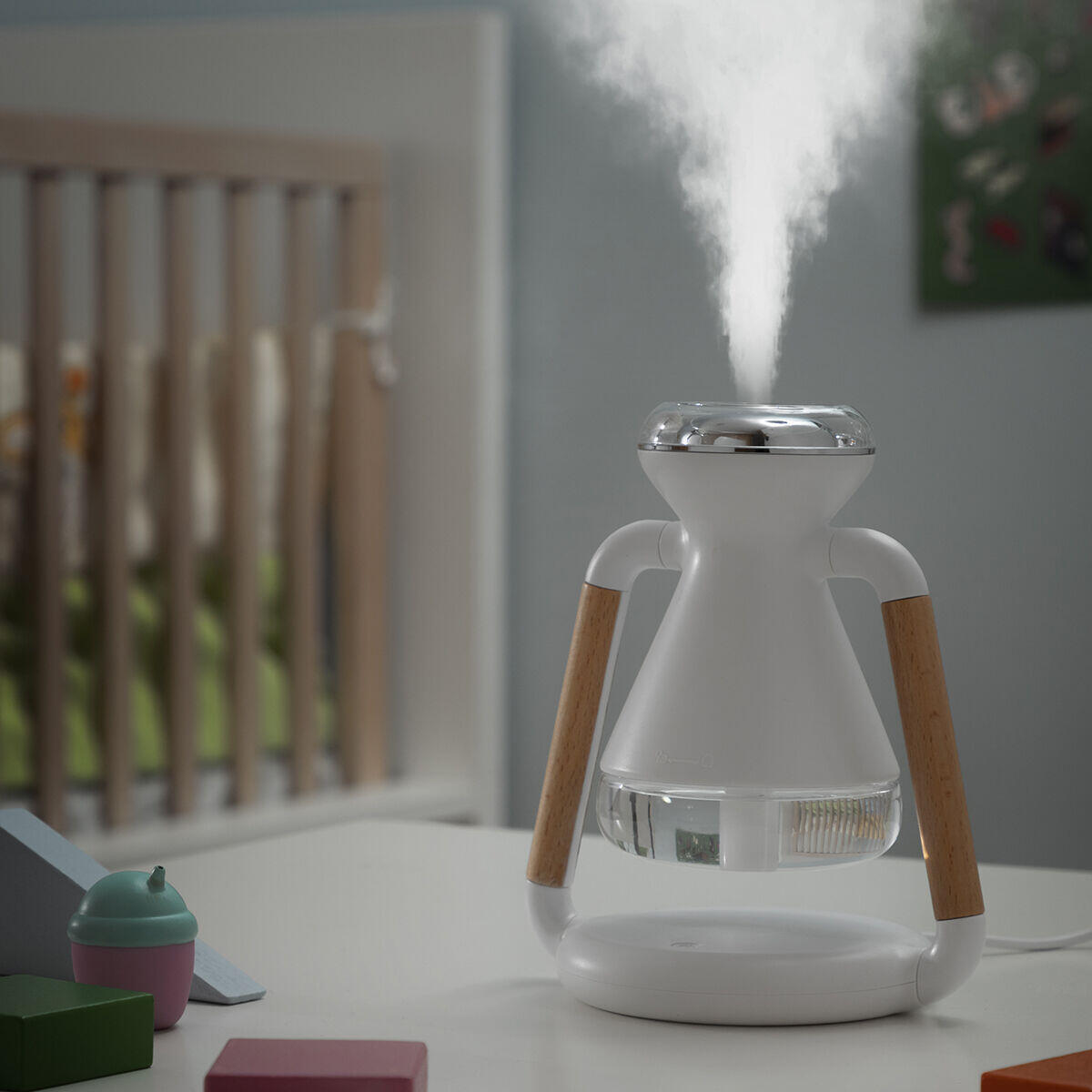 Humidificador, Difusor de Aromas e Carregador Sem Fios 3 em 1