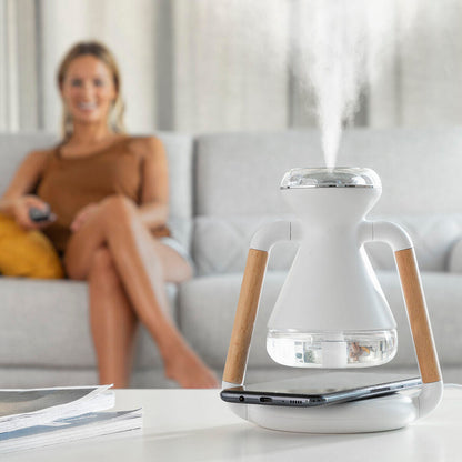 Humidificador, Difusor de Aromas e Carregador Sem Fios 3 em 1