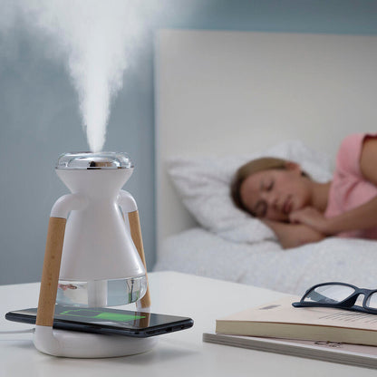 Humidificador, Difusor de Aromas e Carregador Sem Fios 3 em 1