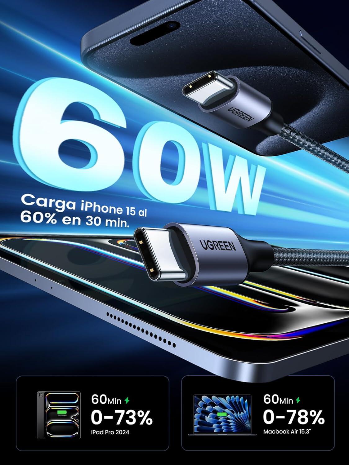 Cabo USB C a USB C 60W